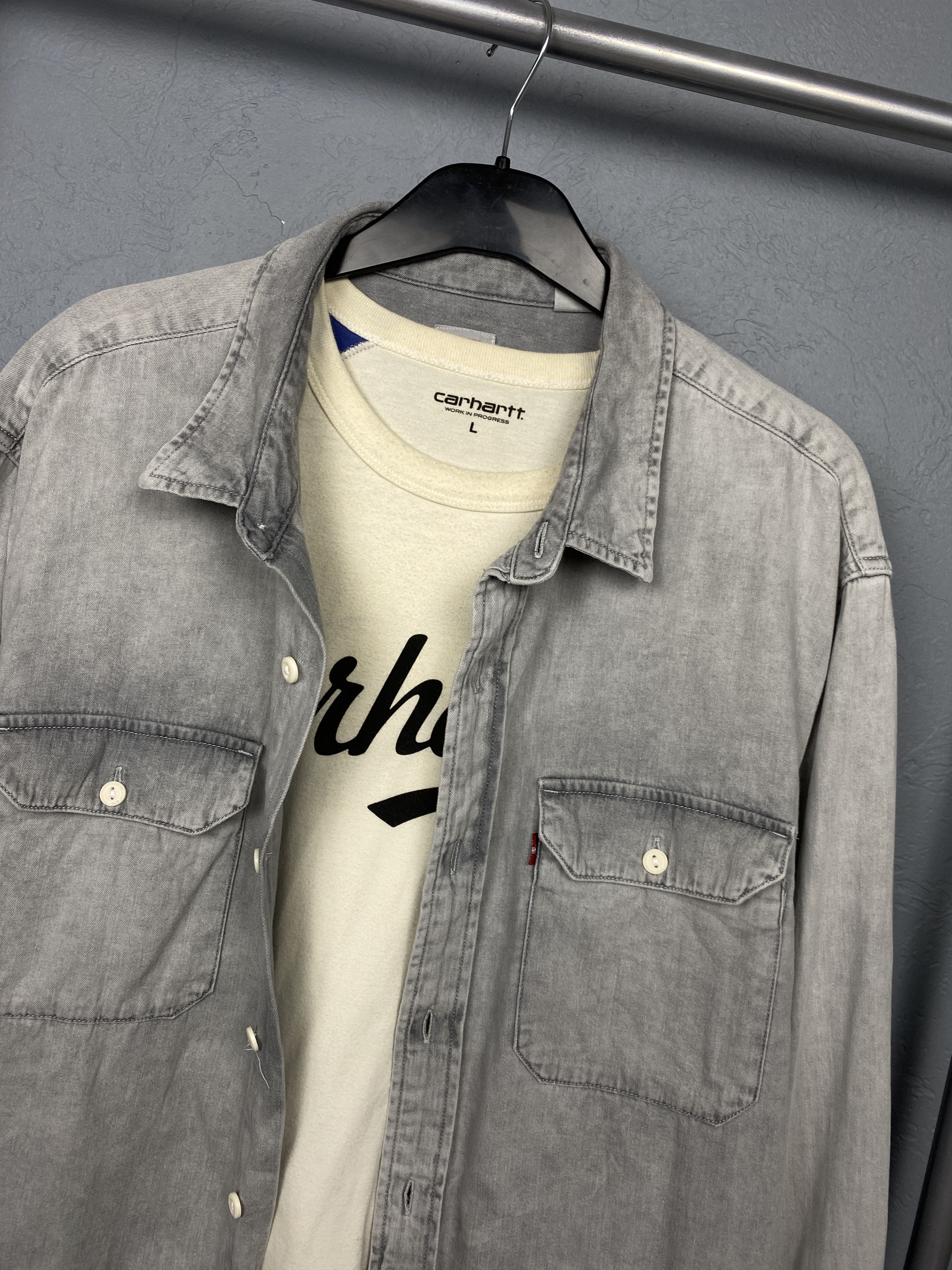 Levi's × Levi's Vintage Clothing Levi's Vintage Mens Grey Denim Shirt Jeans Size US XL / EU 56 / 4 - 2 Thumbnail