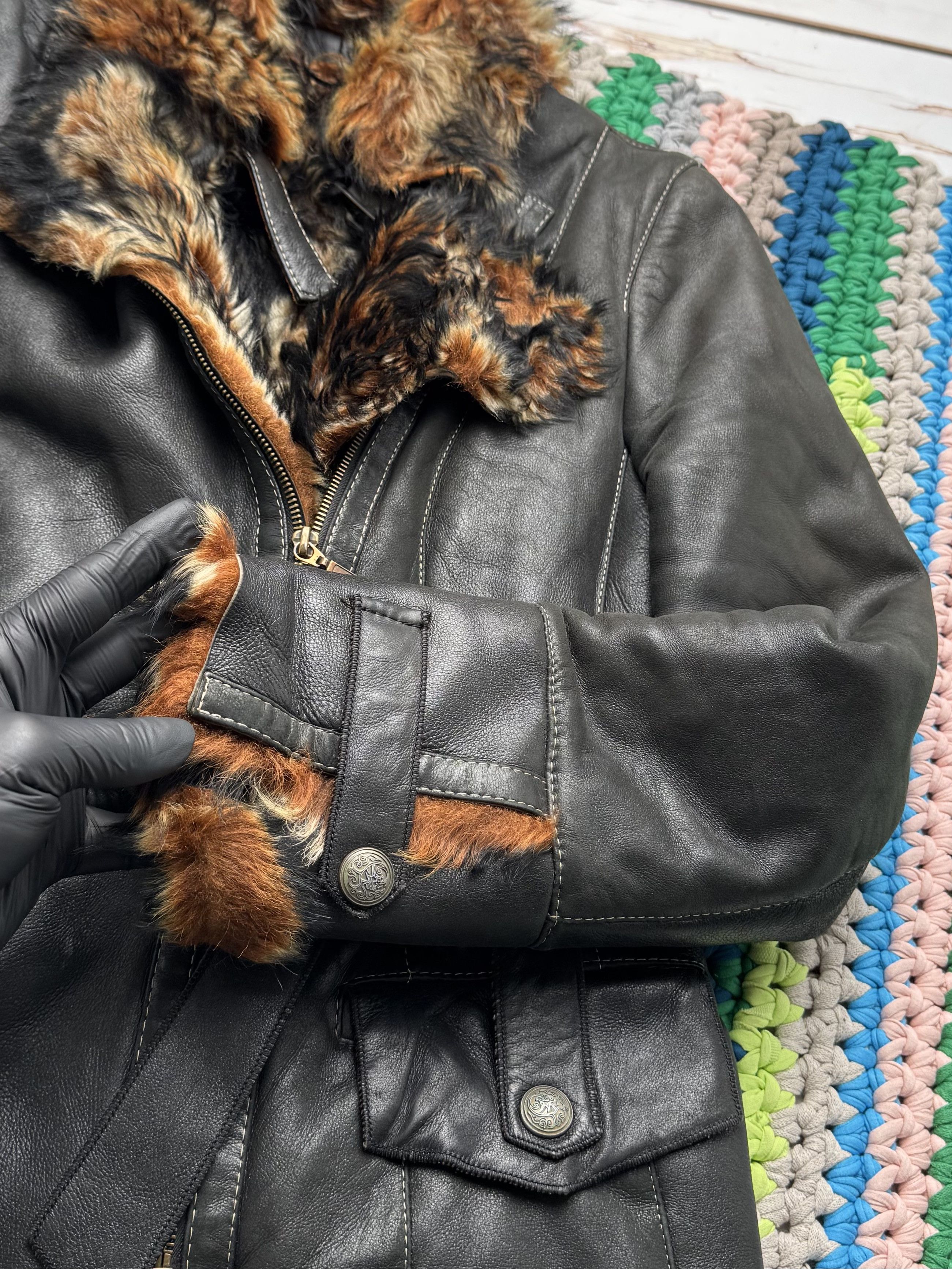 Vintage Vintage Sheepskin Jacket Belted Y2K Moto Biker Coat (ET1) Size S / US 4 / IT 40 - 9 Thumbnail