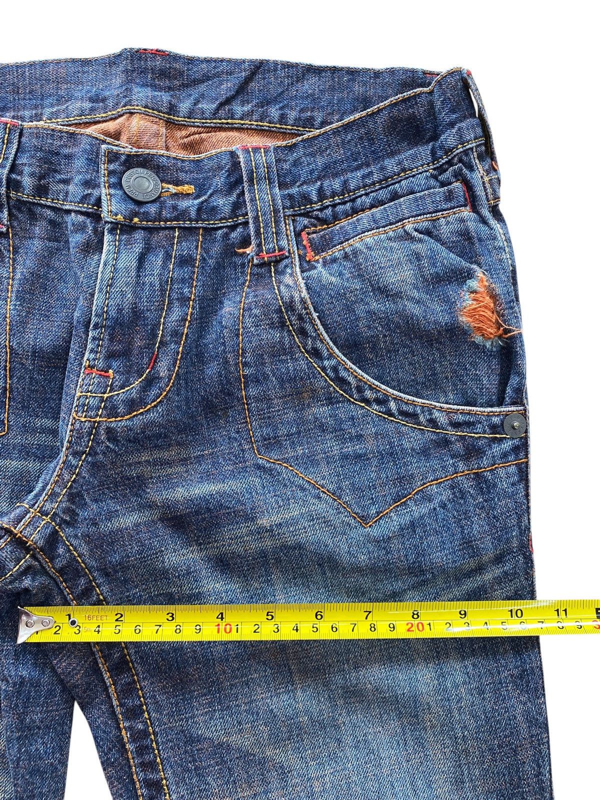 PPFM PPFM Custom Blue Wash Ripped Style Flare Jeans Size US 31 - 7 Thumbnail