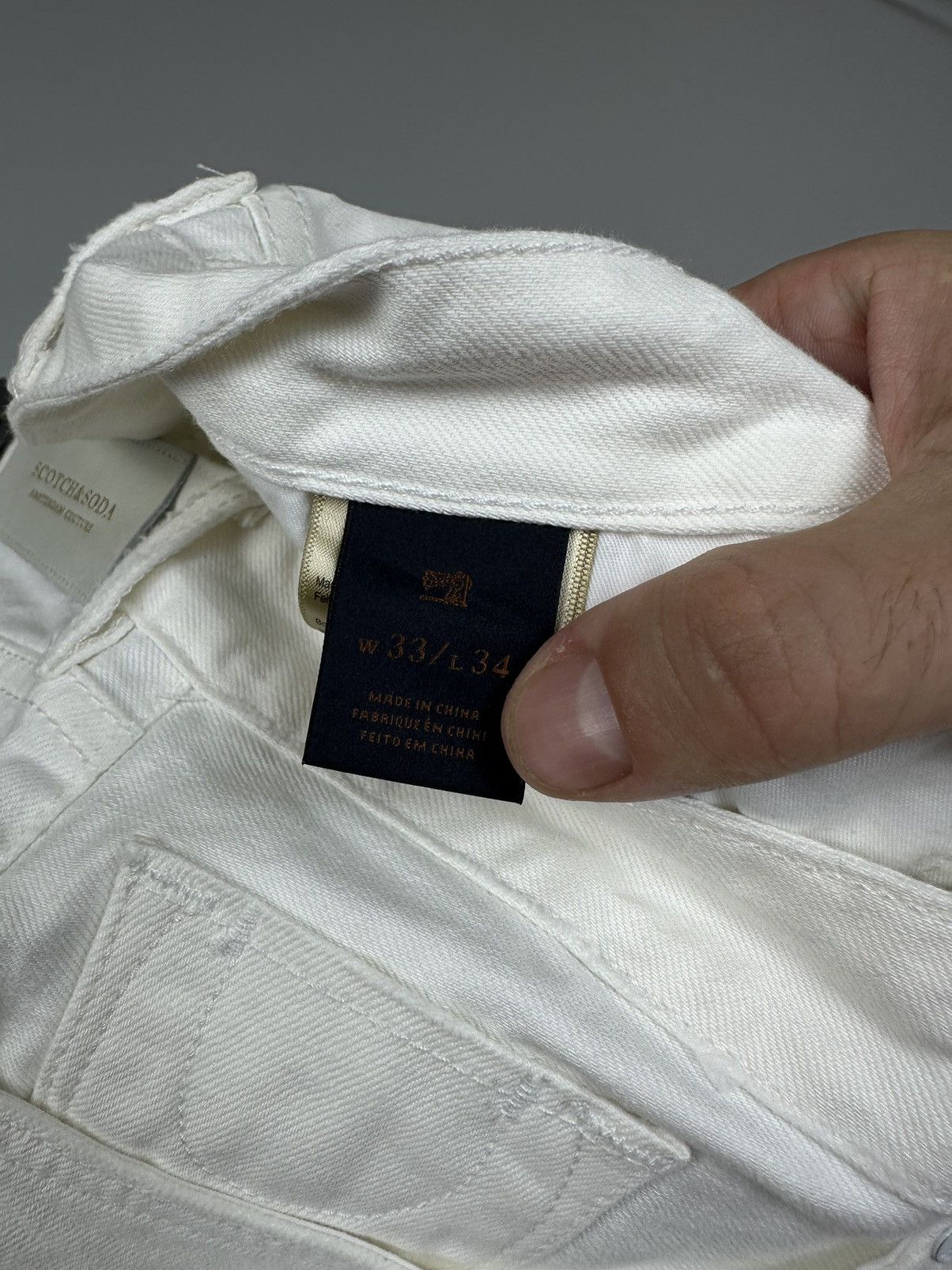Scotch & Soda Scotch&Soda White solid Jeans Tapered Fit Large Size US 33 - 9 Thumbnail