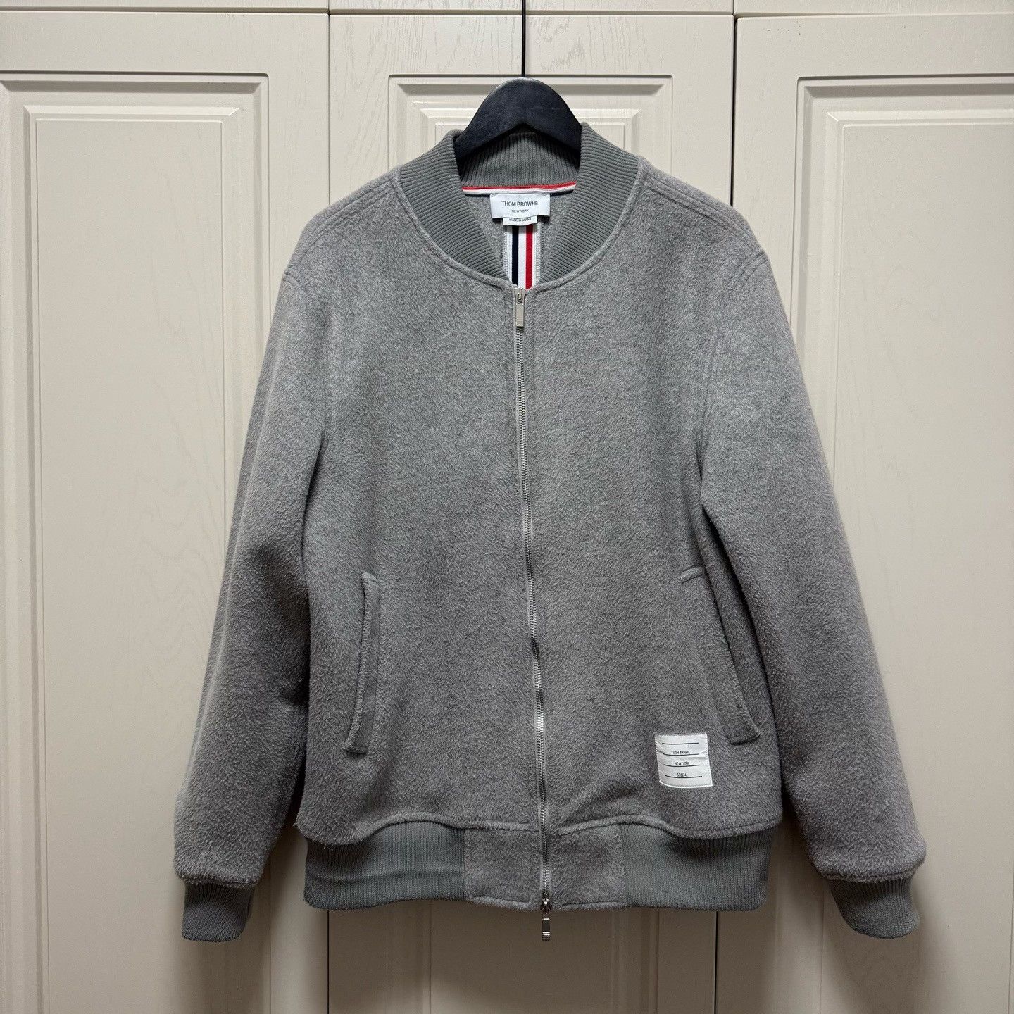 Thom Browne Thom Browne Gray Wool Baseball Jacket Size US XL / EU 56 / 4 - 1 Thumbnail