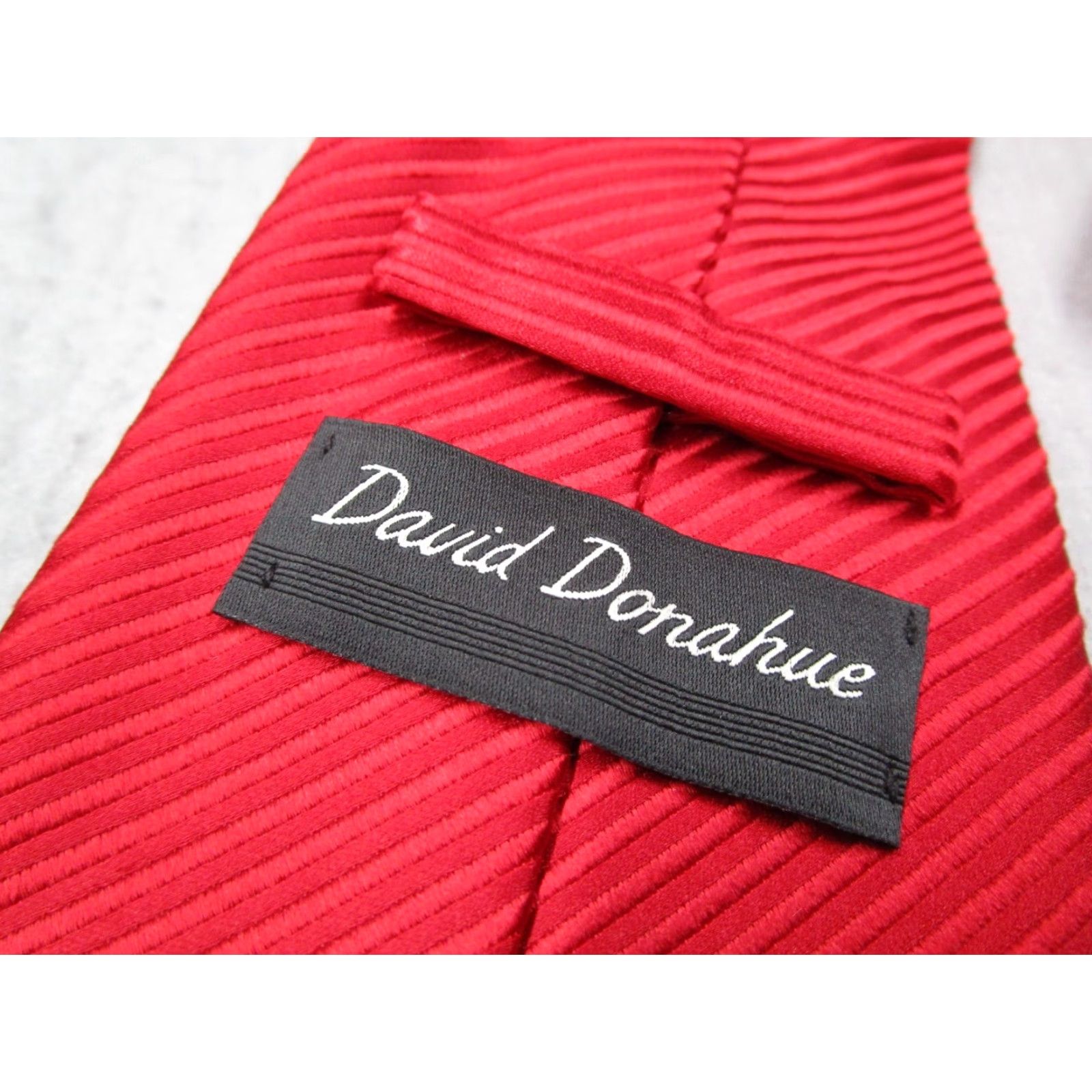 David Donahue David Donahue Silk Tie Mens Red Striped Designer Handmade Classic Length USA Size ONE SIZE - 3 Thumbnail