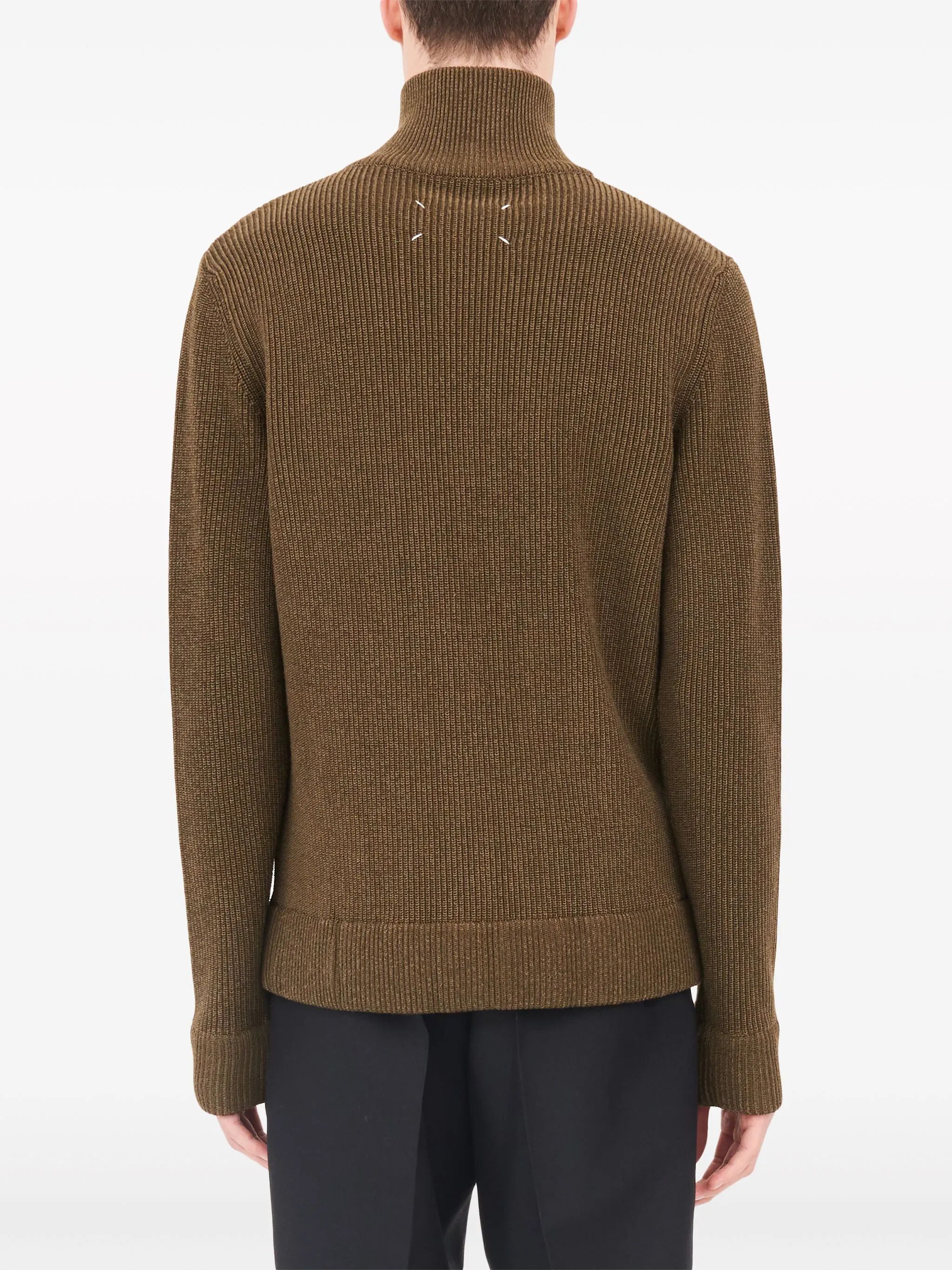 Maison Margiela o1w1db11225 Ribbed-knit Zip-up Cardigan in Olive Green Size US L / EU 52-54 / 3 - 4 Thumbnail