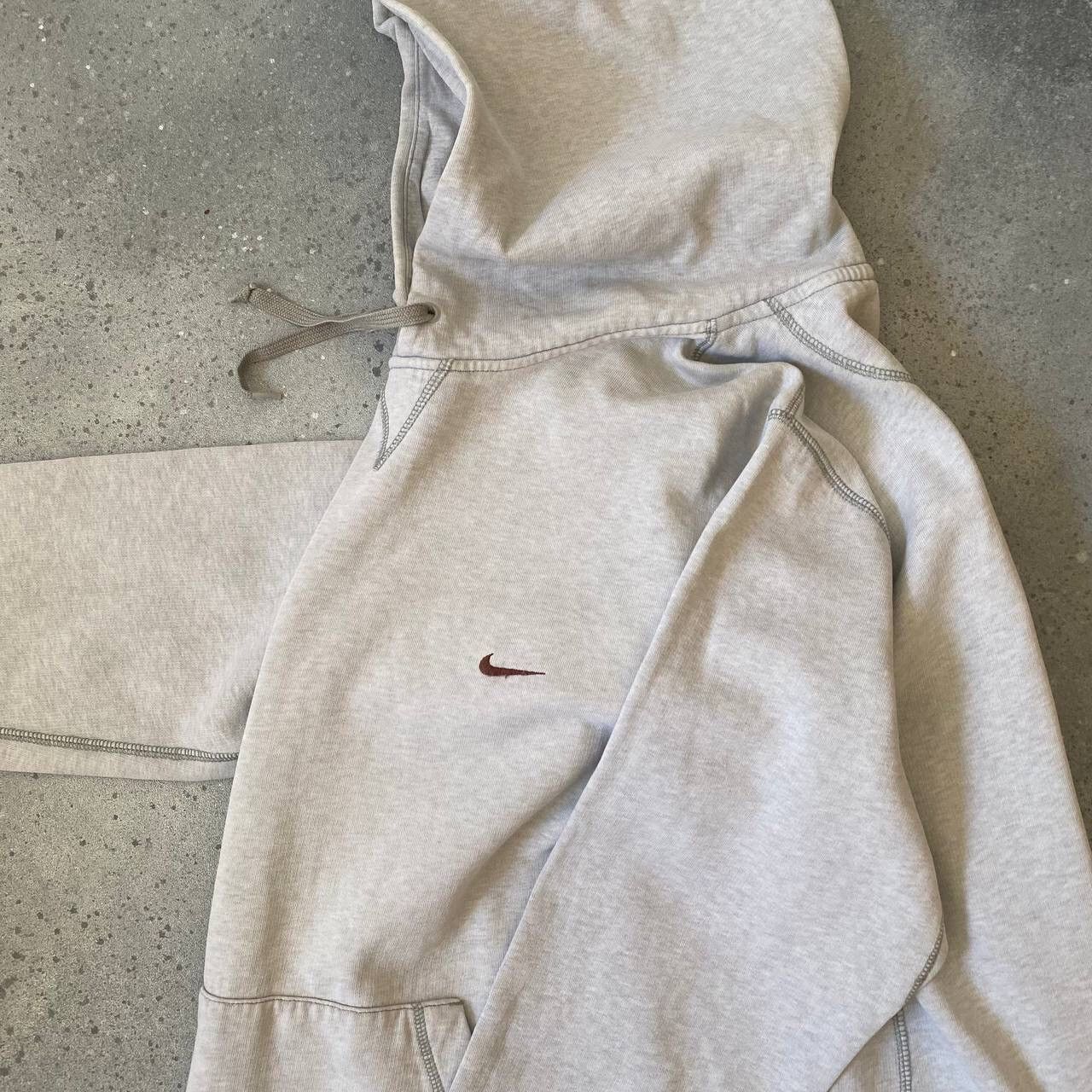 Nike × Vintage 90s Nike Vintage Swoosh Logo Hoodie (Drill/Gorpcore) Y2K Size US L / EU 52-54 / 3 - 3 Thumbnail