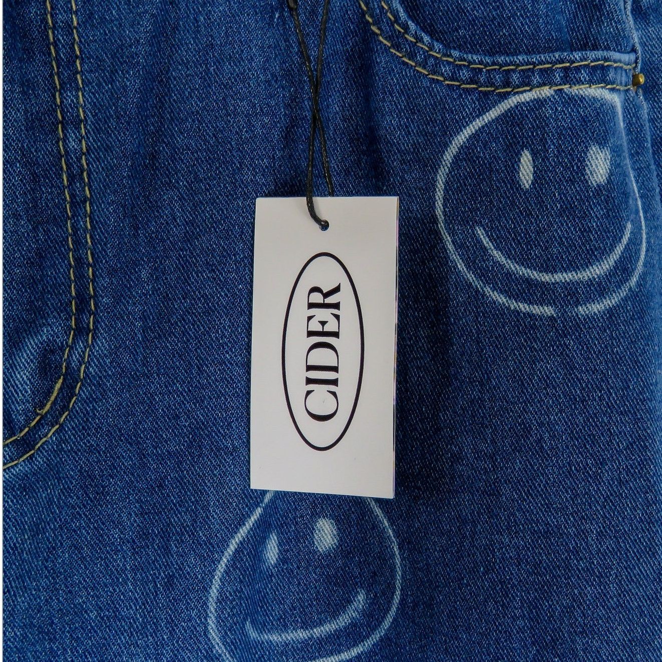 Cider Cider High Rise Straight Leg Jeans 30" Smiley Faces Size 30" / US 8 / IT 44 - 4 Thumbnail