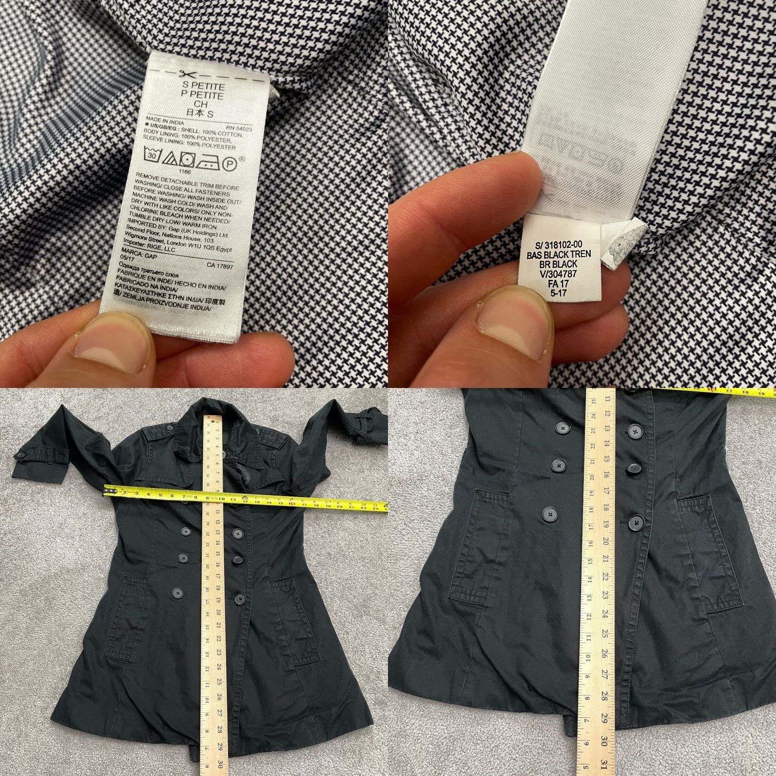 Banana Republic Banana Republic Trench Coat Jacket Womens Small Petite Black Double Breasted Size S / US 4 / IT 40 - 8 Thumbnail