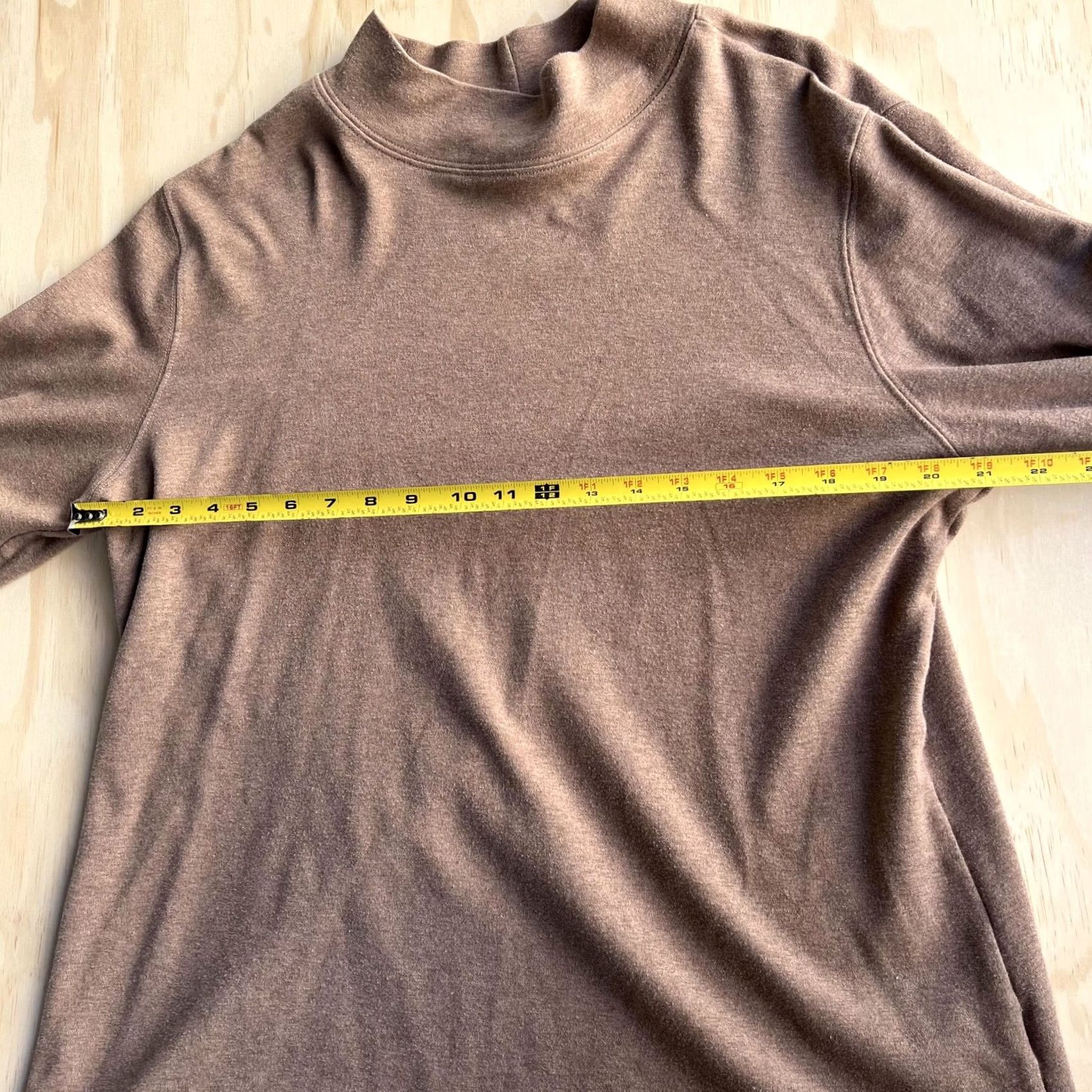 Vintage L.L. Bean Shirt Womens XL Brown Mock Neck Long Sleeve Cotton Knit Basic Top Size XL / US 12-14 / IT 48-50 - 7 Thumbnail