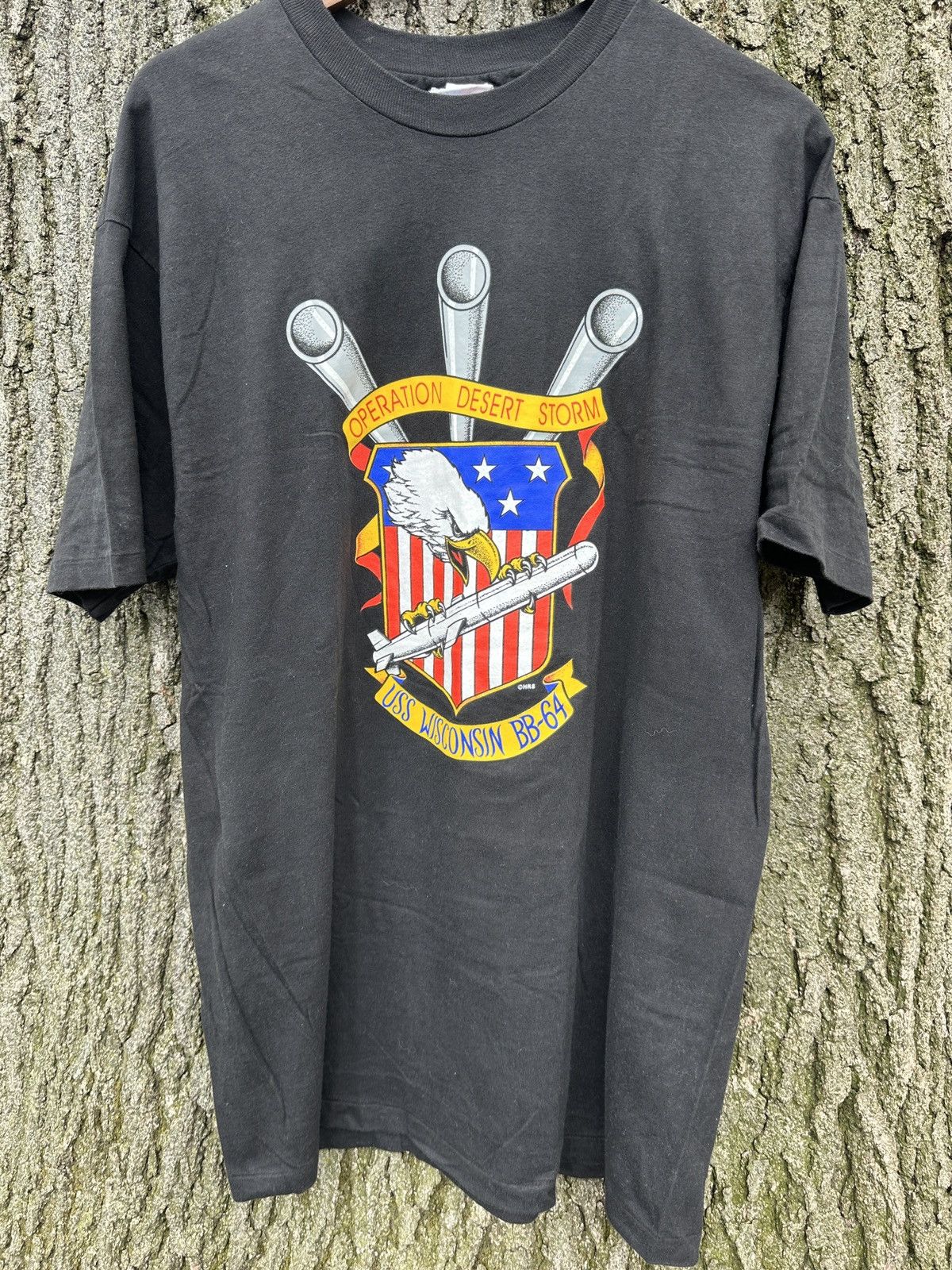 Hanes × Vintage Vintage Single Stitch Desert Storm Eagle USA Graphic T Shirt Size US XL / EU 56 / 4 - 1 Thumbnail