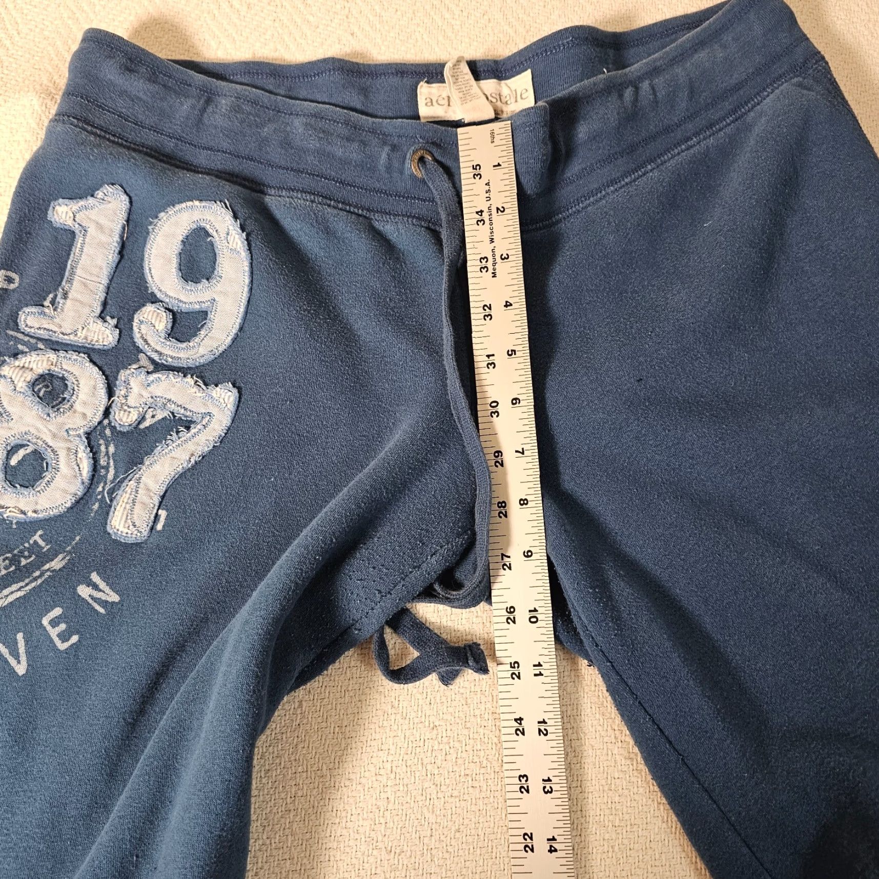 Aeropostale VINTAGE Aeropostale Women's Sweatpants L Blue Fleece Casual Comfort Drawstring Size 36" / US 14 / IT 50 - 6 Thumbnail