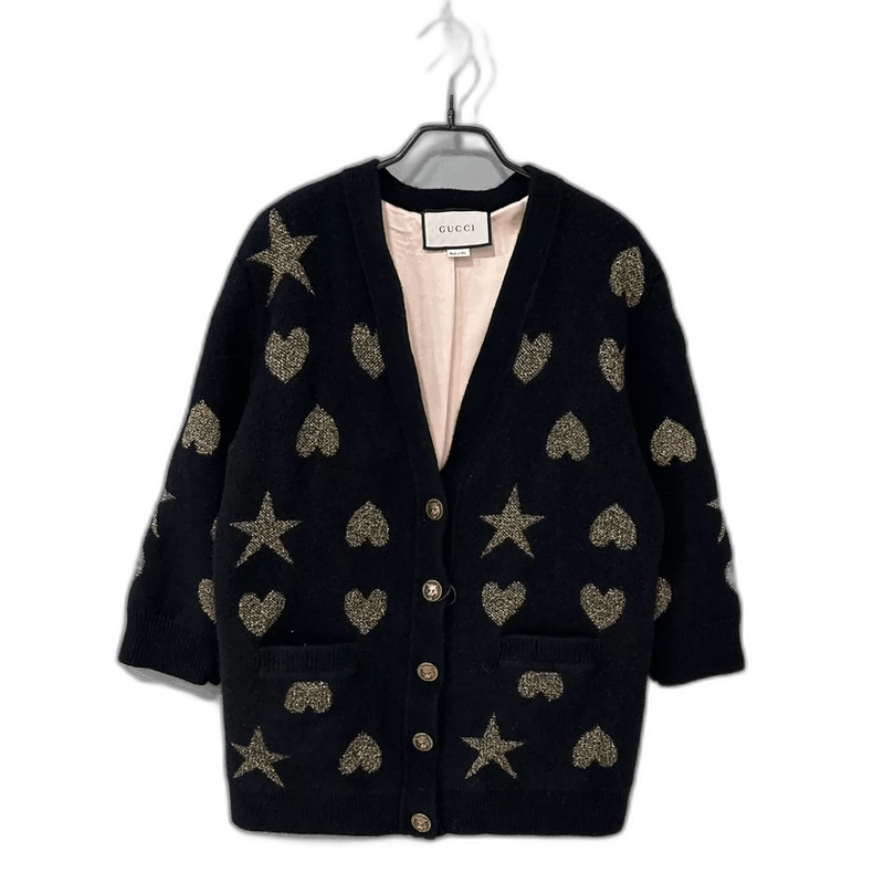 Gucci Gucci Heart Star Pattern Knit Cardigan Size ONE SIZE - 1 Thumbnail