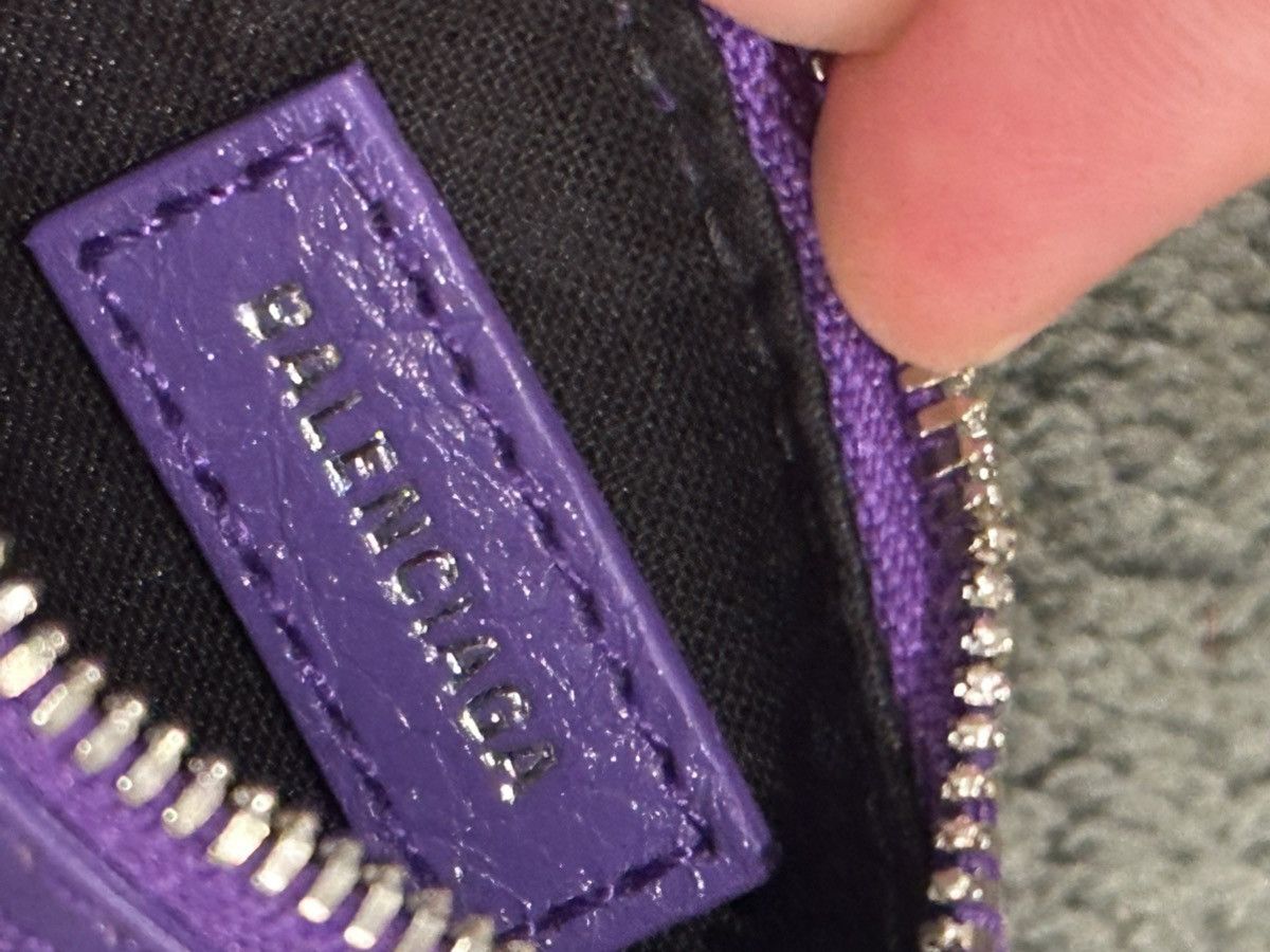 Balenciaga Purple Le Cagole Coin Holder in Arena Lambskin Size ONE SIZE - 7 Thumbnail