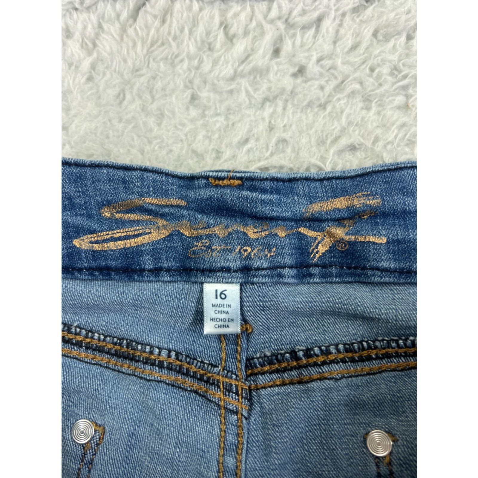 Vintage Seven7 Jeans Women 16 Blue Denim Distressed Tummyless High Rise Skinny Size 38" / US 16 / IT 52 - 6 Thumbnail