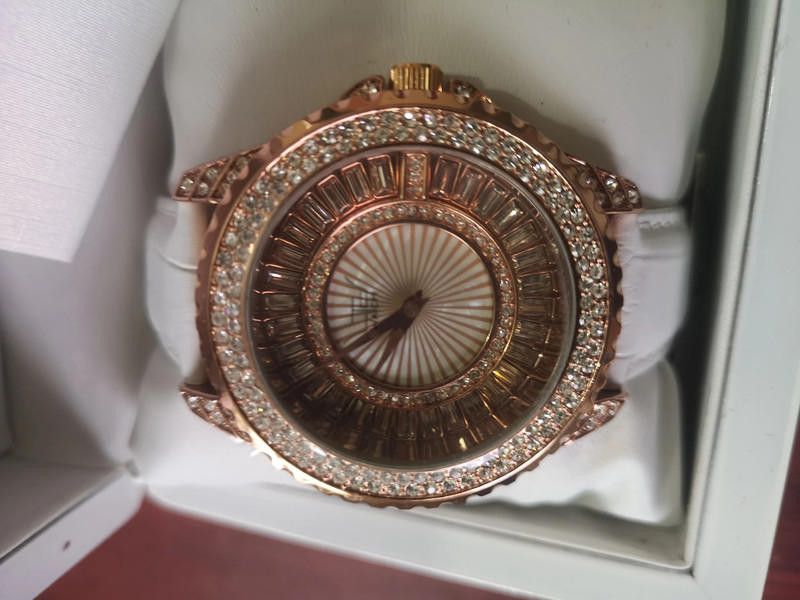 Designer Ltd rose gold dial white leather strap watch Size ONE SIZE - 1 Thumbnail