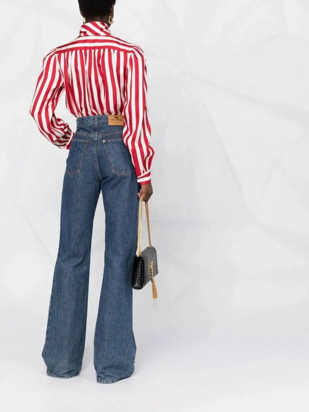 Saint Laurent Paris o1s1wg111024 Lavallière Shirt in Striped in Red/White Size M / US 6-8 / IT 42-44 - 8 Thumbnail