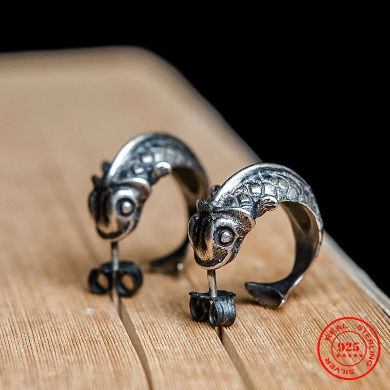 Jewelry Koi Fish Stud Earrings 925 Sterling Silver Ear Gift Size ONE SIZE - 5 Thumbnail