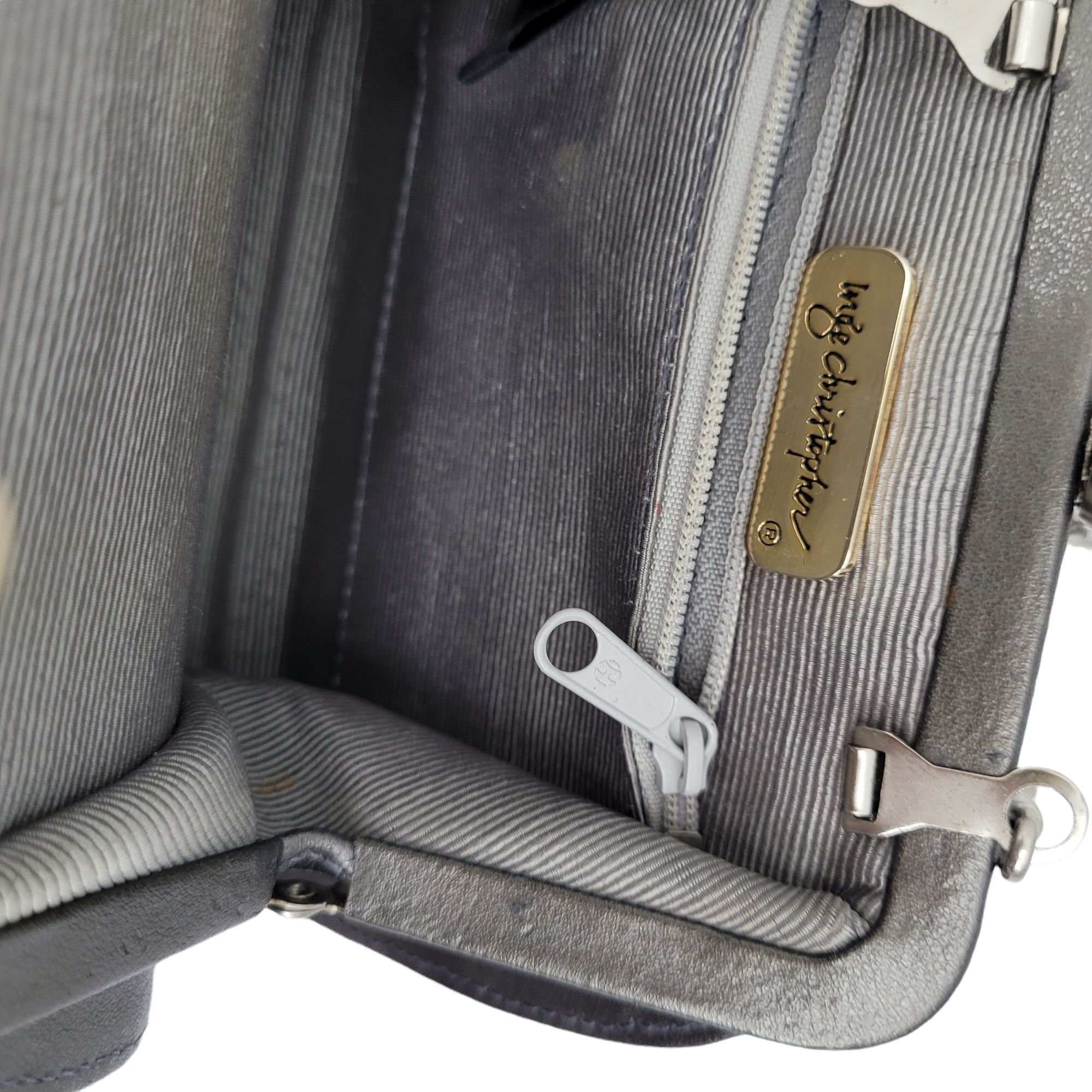 Vintage Vtg Inge Christopher Evening Bag Gunmetal Gray Faux Leather Size ONE SIZE - 11 Thumbnail