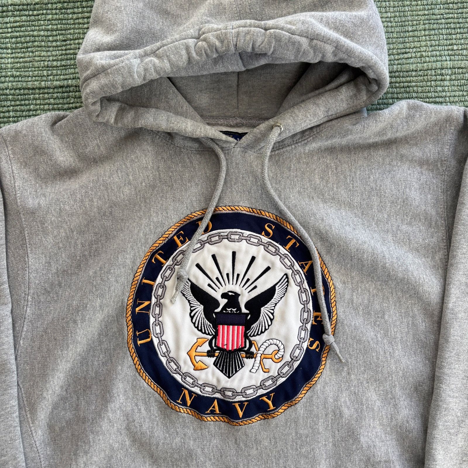 Steve And Barrys × Vintage Vintage US Navy Gray Embroidered Reverse Weave Style Hoodie Size US M / EU 48-50 / 2 - 2 Thumbnail