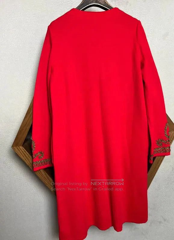 Yves Saint Laurent YSL Red Wool Dress with Embellishments . Size XXS / US 00 / IT 34 - 7 Thumbnail
