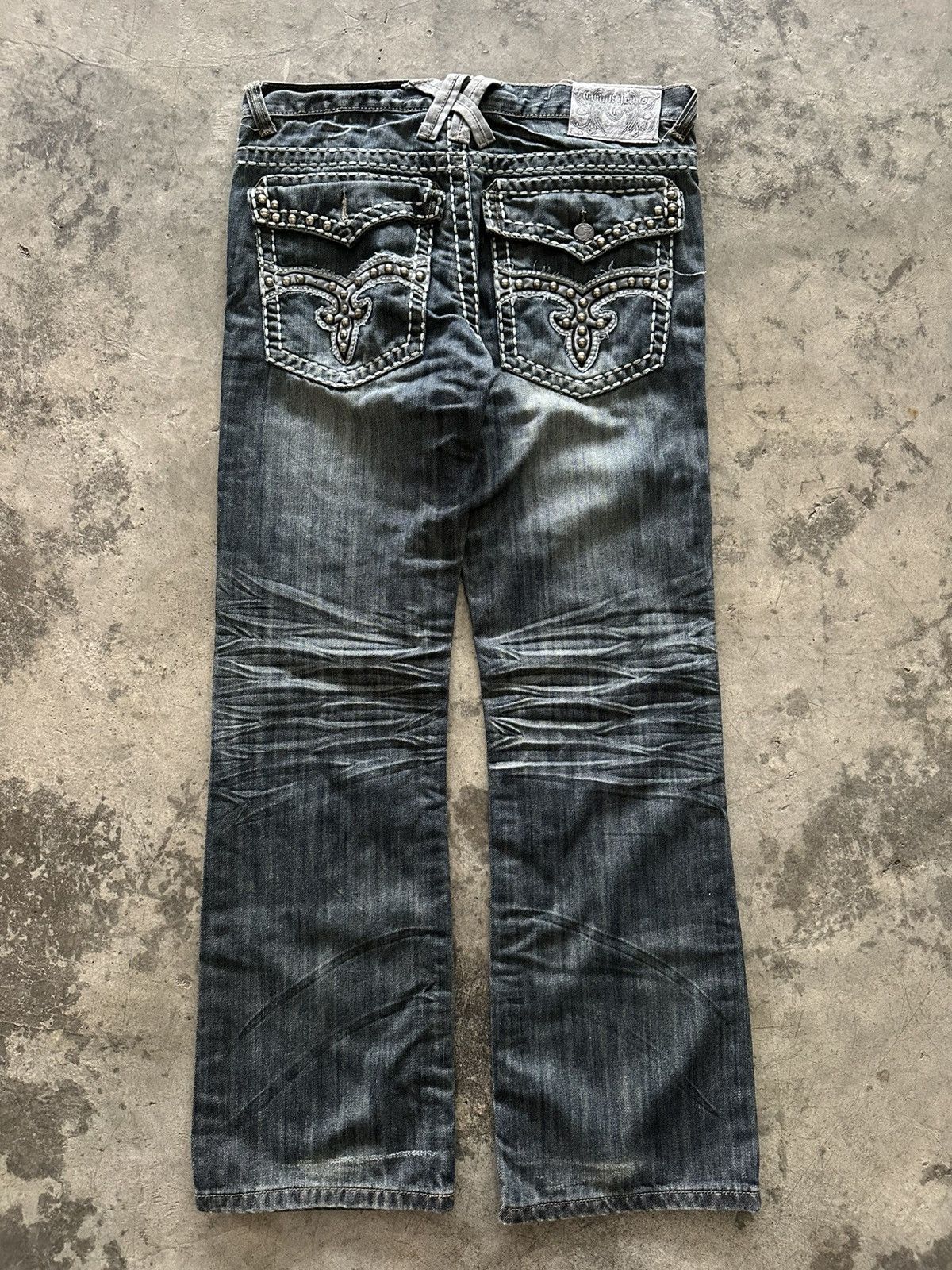 If Six Was Nine × Japanese Brand × Le Grande Bleu (L.G.B.) Japanese Y2K Whisker Wash Flared Jeans Size 34" / US 12 / IT 48 - 8 Thumbnail