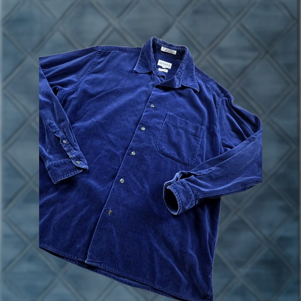 Alfani VINTAGE Alfani Shirt Mens Medium Blue Velvet Cotton Long Sleeve Button Up 90s Size US M / EU 48-50 / 2 - 1 Thumbnail