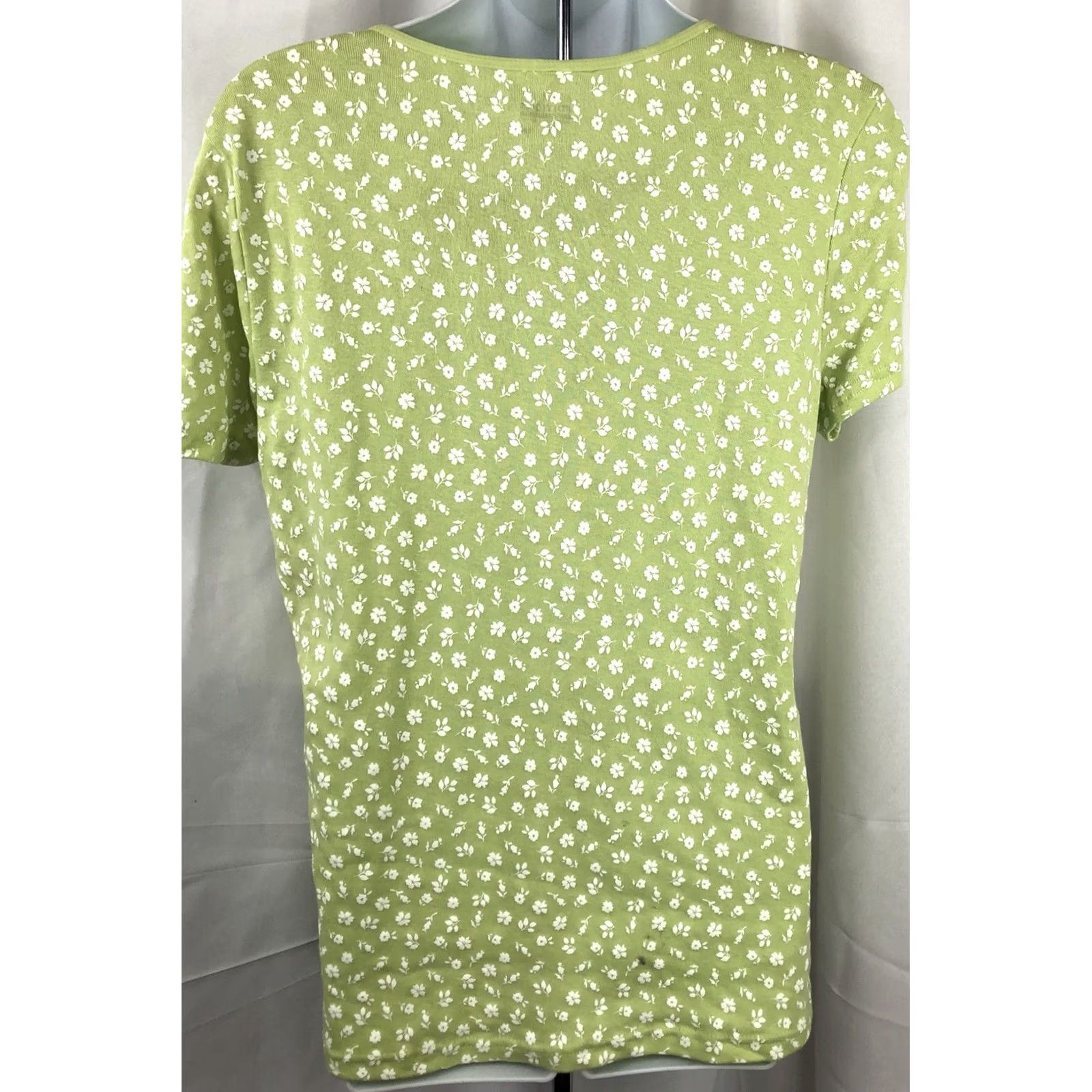 Basic Editions Vintage NWT Basic Ed Tee Top M Green Floral Scoop Neck Capsule Cottage Boho Fairy Size M / US 6-8 / IT 42-44 - 3 Thumbnail