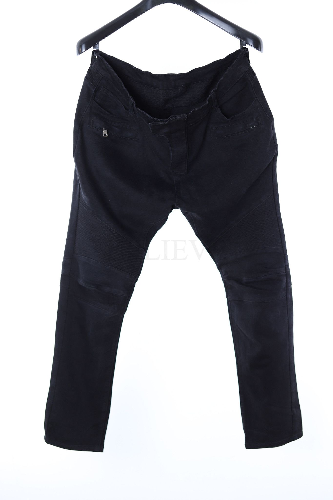 image of Balmain Jeans Biker Black Logo Pants 137, Men's (Size 36)