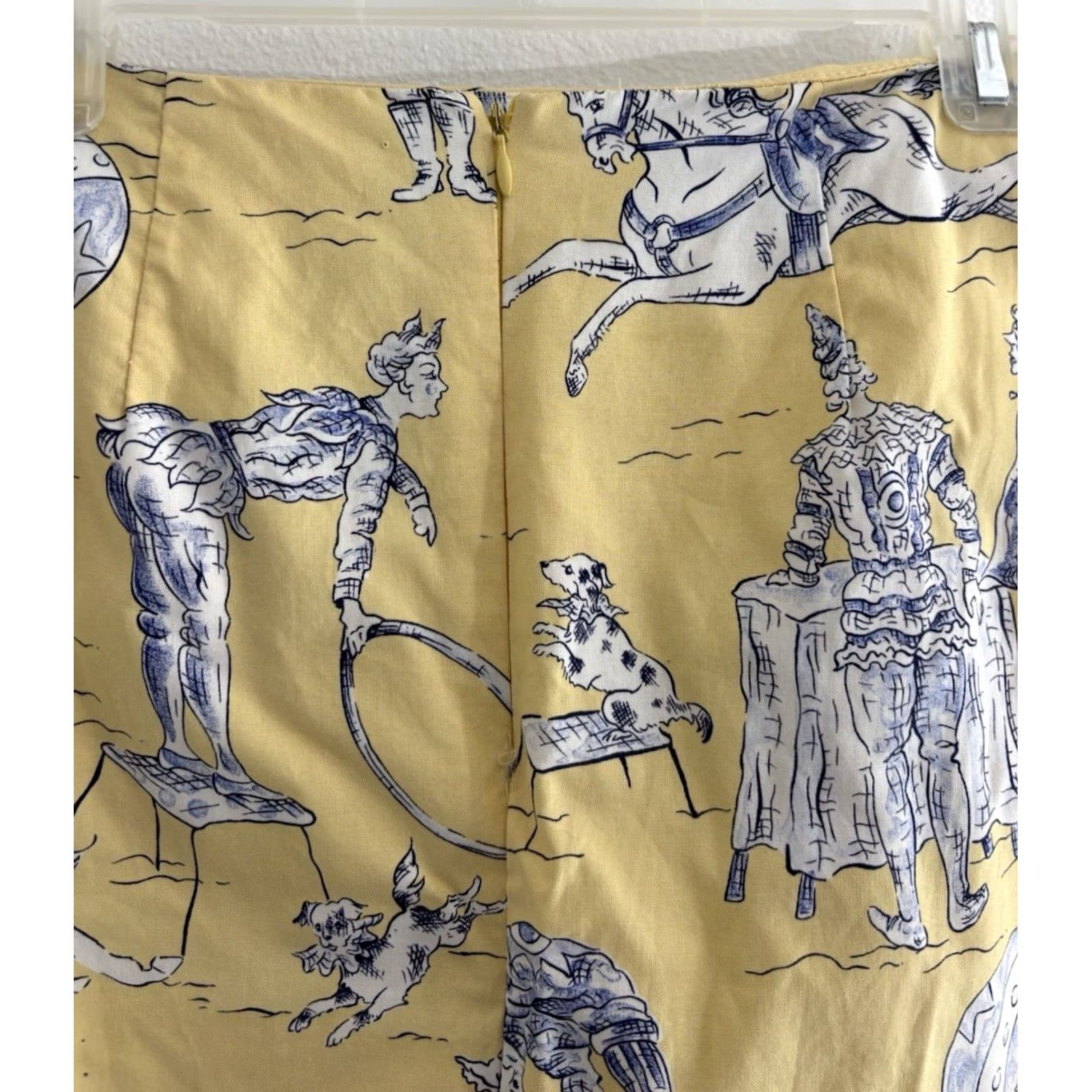 Vintage Melly M Delray Beach Circus Print Cotton Skirt Lined USA Size M Yellow Size 32" / US 10 / IT 46 - 4 Thumbnail