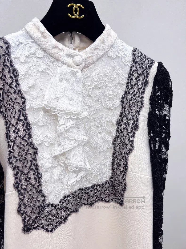 Gucci Gucci Black and white lace stitching dress Size XS / US 0-2 / IT 36-38 - 4 Thumbnail