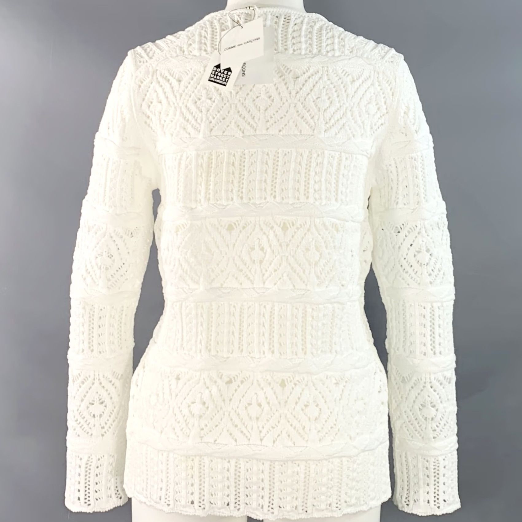 Comme des Garcons Girl COMME des GARCONS 2022 Size M White Textured Knit Polyester Crew Neck Sweater Women Size M / US 6-8 / IT 42-44 - 4 Thumbnail