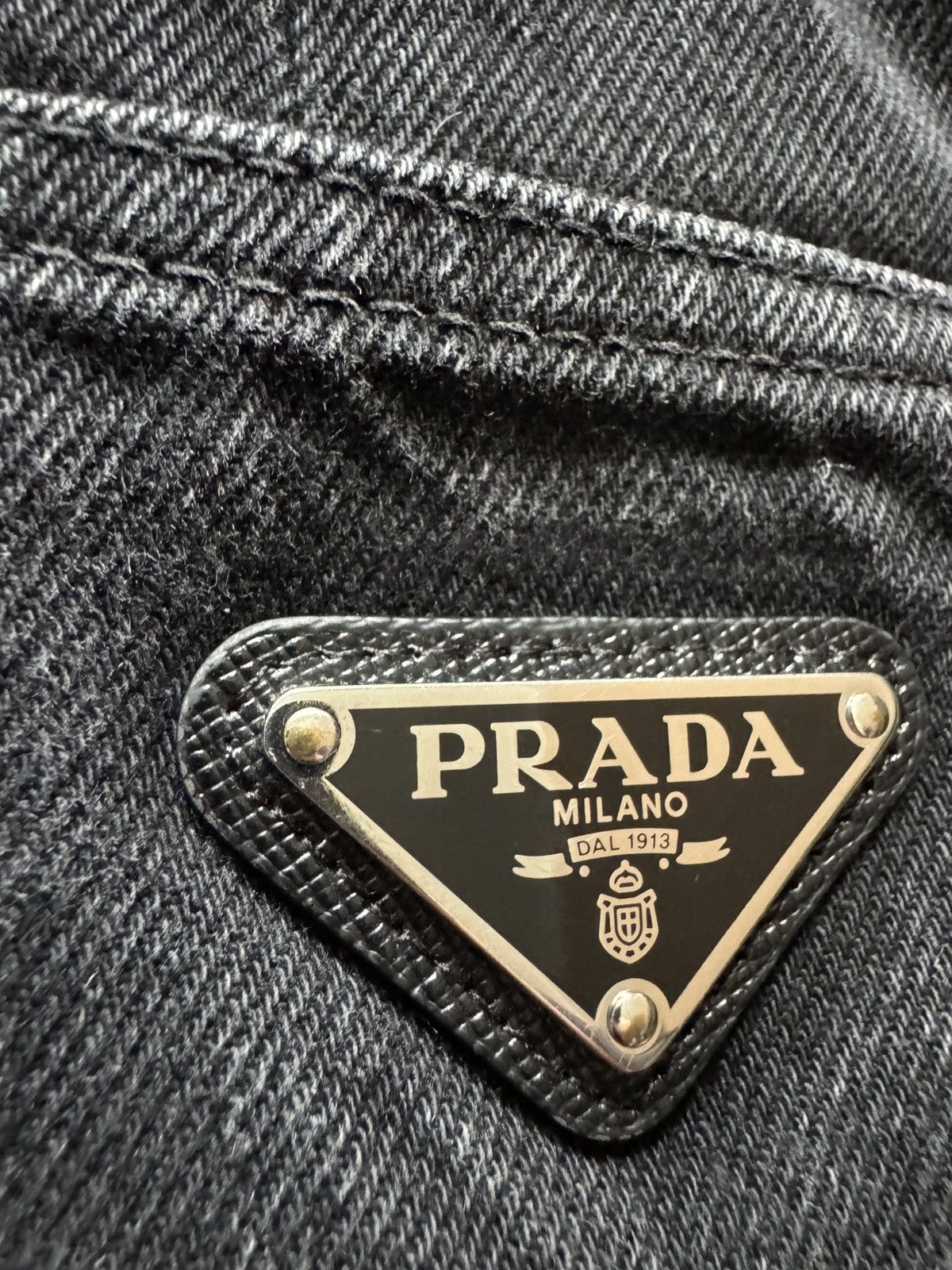Prada Black Triangle Logo Denim Size US 32 / EU 48 - 5 Thumbnail