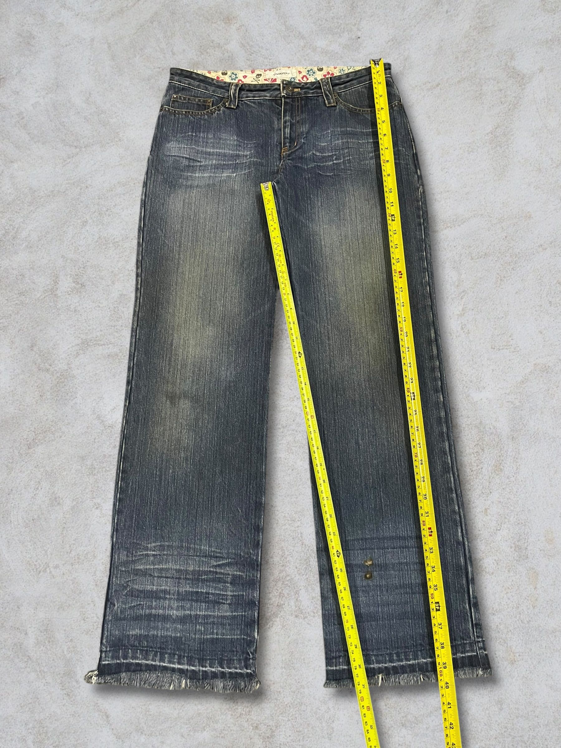 Japanese Brand Vintage Japanese Skull Gothic Loose Straight Frayed Jeans Size 31" - 17 Thumbnail