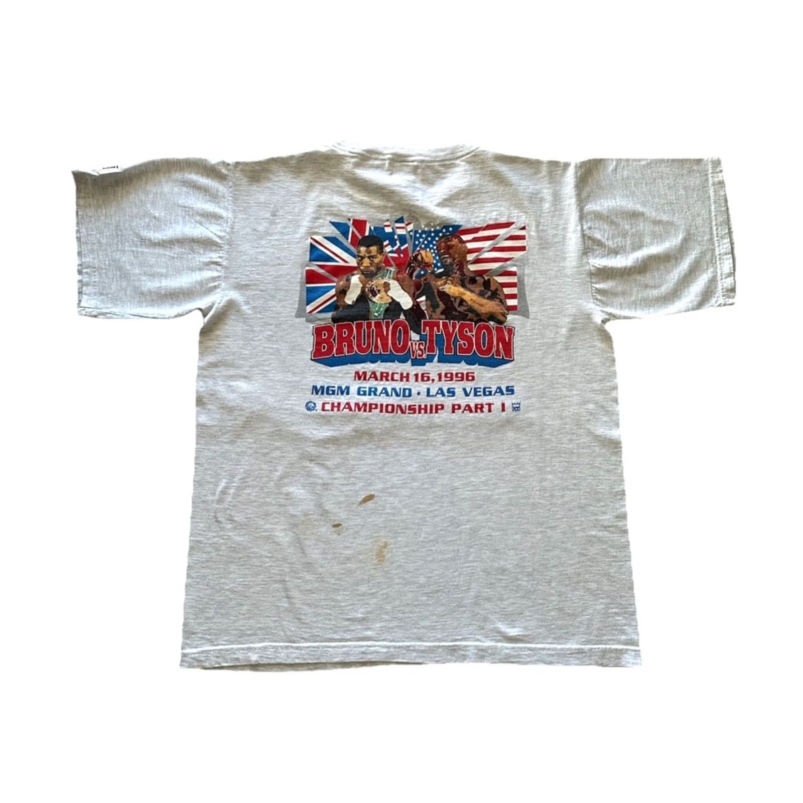 Vintage VINTAGE 90s 1996 Mike Tyson Vs Frank Bruno TShirt MGM Grand Made In USA Shirt XL Chest 23.5” Length 29.5” Gray Short Sleeve Unisex Adults Mens Womens Size US L / EU 52-54 / 3 - 2 Thumbnail