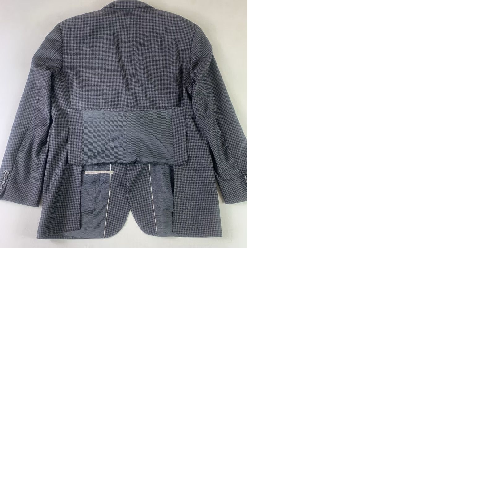 Hugo Boss HUGO BOSS Blazer Mens 44R Navy Wool Sport Coat 2 Button gray check Size 44R - 9 Thumbnail