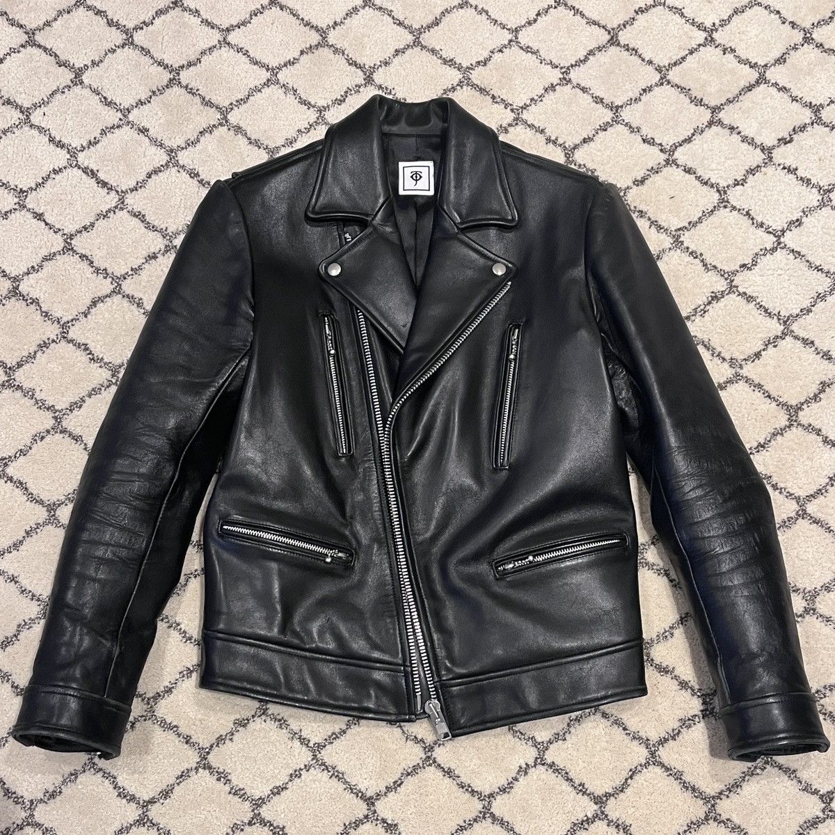 image of Falcon Garments x Temple Of Jawnz Toj Black Calf Double Rider Silver Zips, Men's (Size Small)