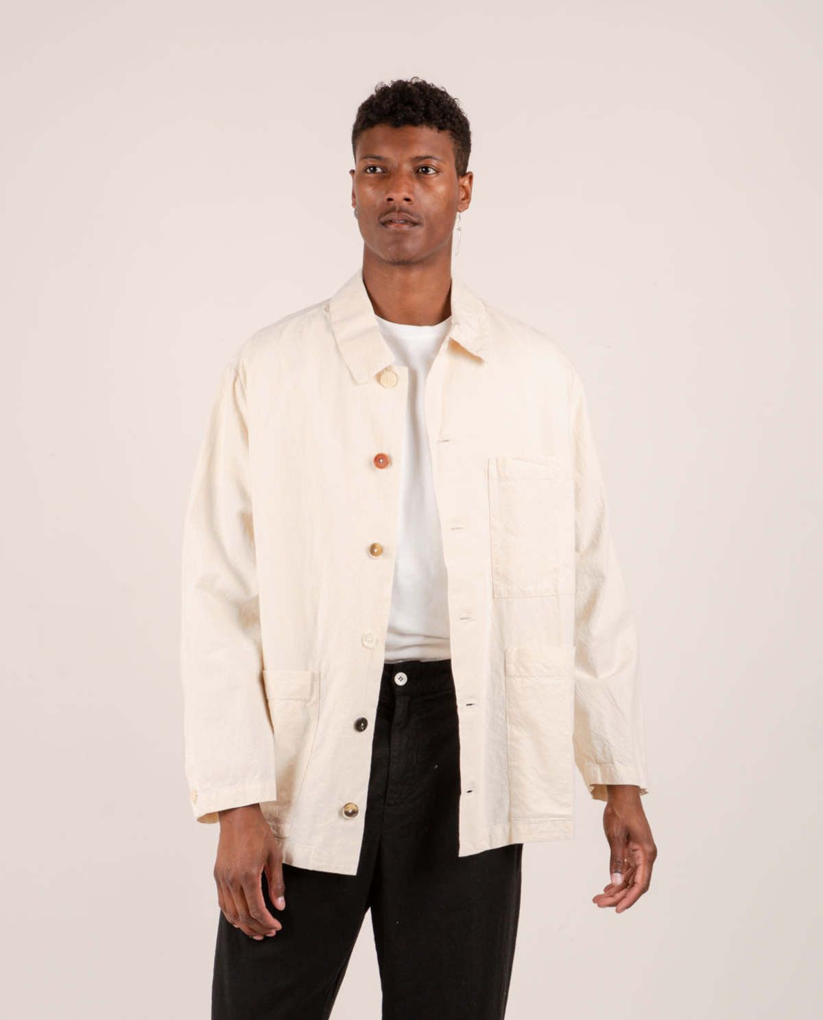 image of Barena Oversized Stae Garzoto Overshirt - Ecru Cotton, Men's (Size XL)