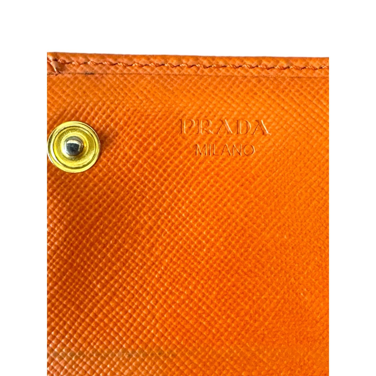 Prada PRADA Long Wallet Safiano Leather Pocket Orange REPAINTED Size ONE SIZE - 7 Thumbnail