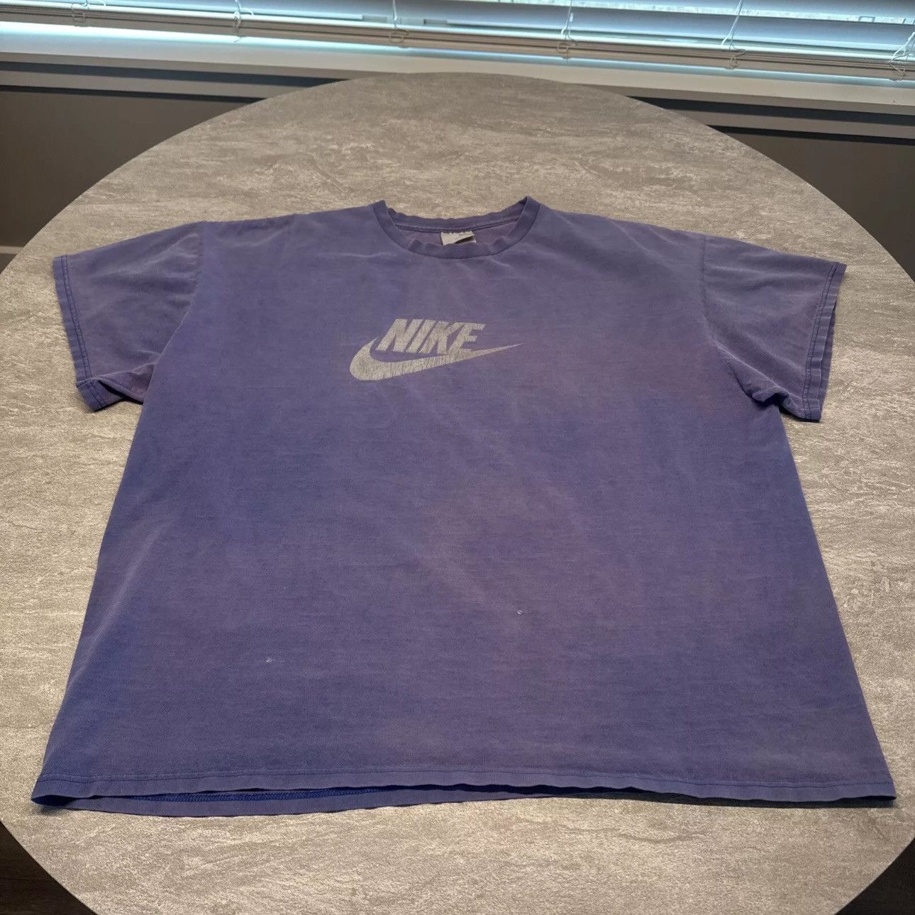 Nike × Vintage VINTAGE Nike T Shirt Purple Spell Out Logo Center Swoosh 2XL Size US XXL / EU 58 / 5 - 1 Thumbnail
