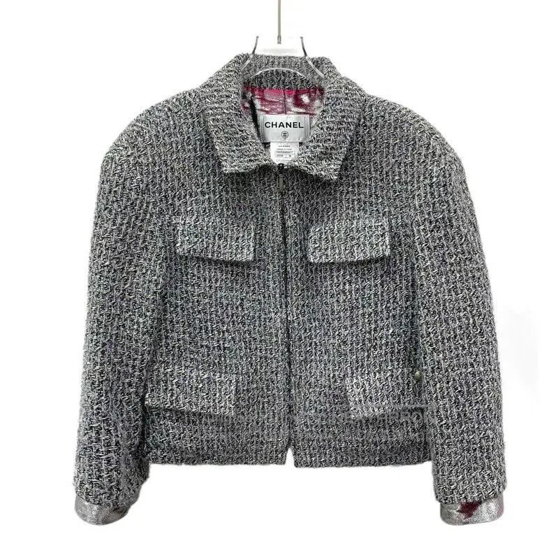 Chanel Chanel Silver Silk Women's Jacket . Size S / US 4 / IT 40 - 1 Thumbnail