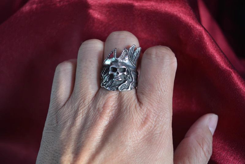 Jewelry Pirate Skull Jewelry Rings Open Size Chrome Ring (Size 7-13) Size ONE SIZE - 5 Thumbnail