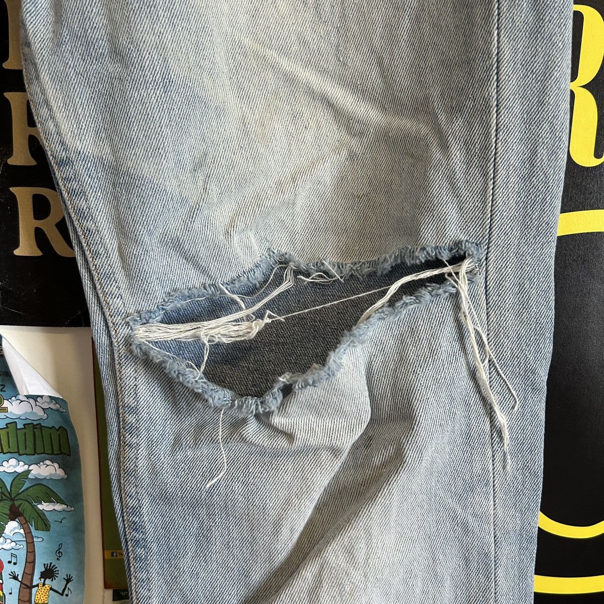 Vintage Vintage Örjan Andersson Blue Washed Distressed Denim Size US 35 - 5 Thumbnail