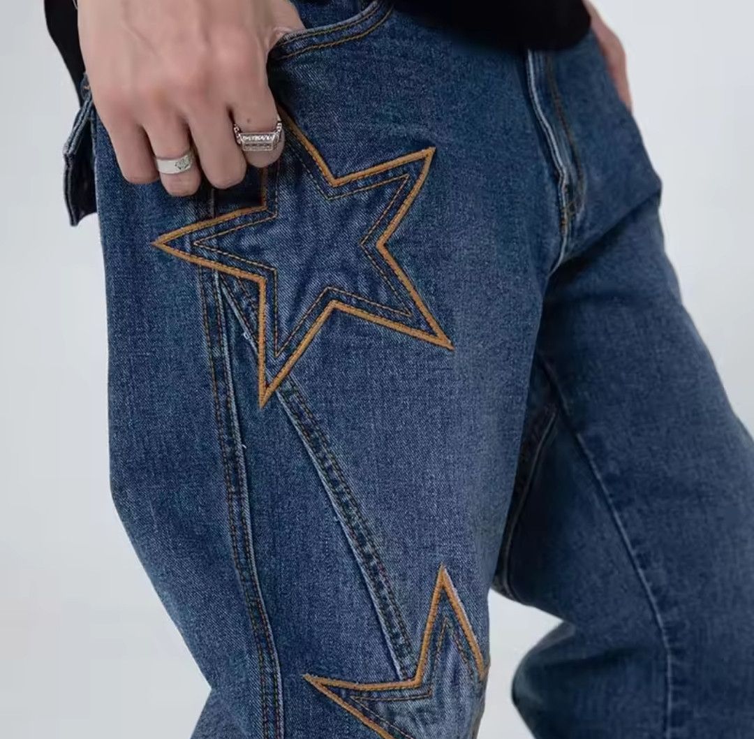 Jean Hip Hop High Street Jogger Jeans Embroidered Star Size US 31 - 4 Thumbnail