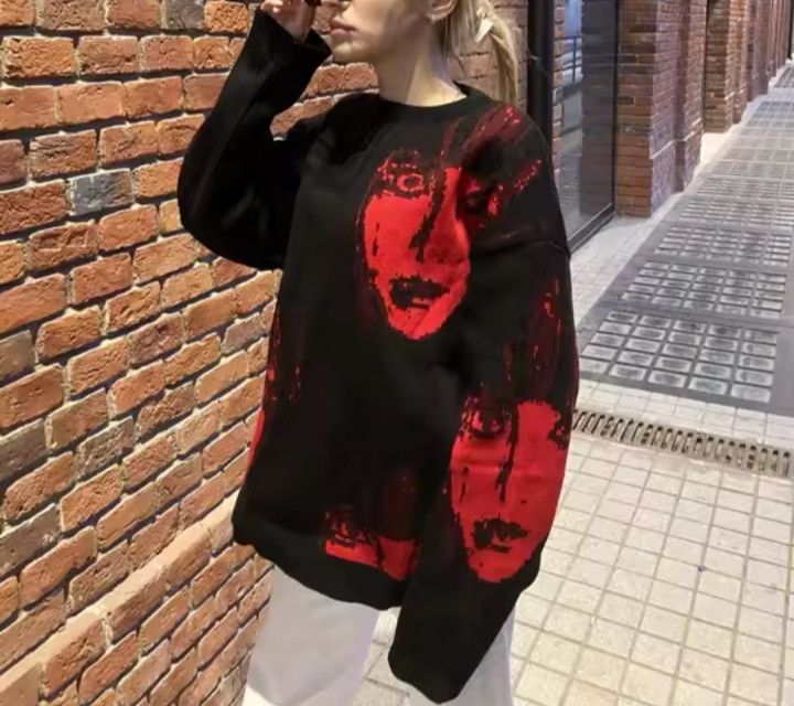Japanese Brand × Vintage Vintage Knitted Sweater Portrait Pattern Size US XL / EU 56 / 4 - 5 Thumbnail