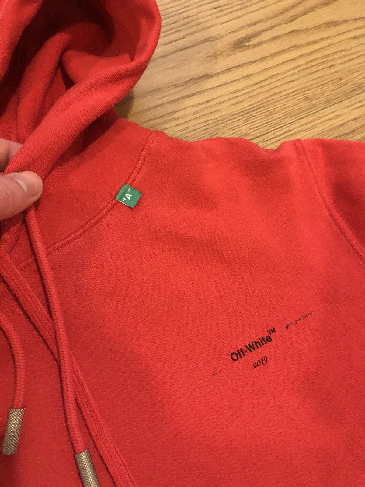 Off-White Off-White 19SS Diag Stencil Logo Hoodie Pullover Red/Black Size US S / EU 44-46 / 1 - 8 Thumbnail