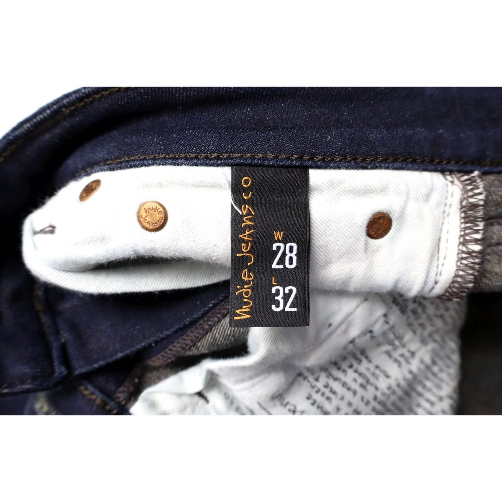 Vintage NUDIE Skinny Lin Dry Steel Jeans Men's W28/L32 Dark Blue Denim Zip Fly Stretched Size US 28 / EU 44 - 6 Thumbnail