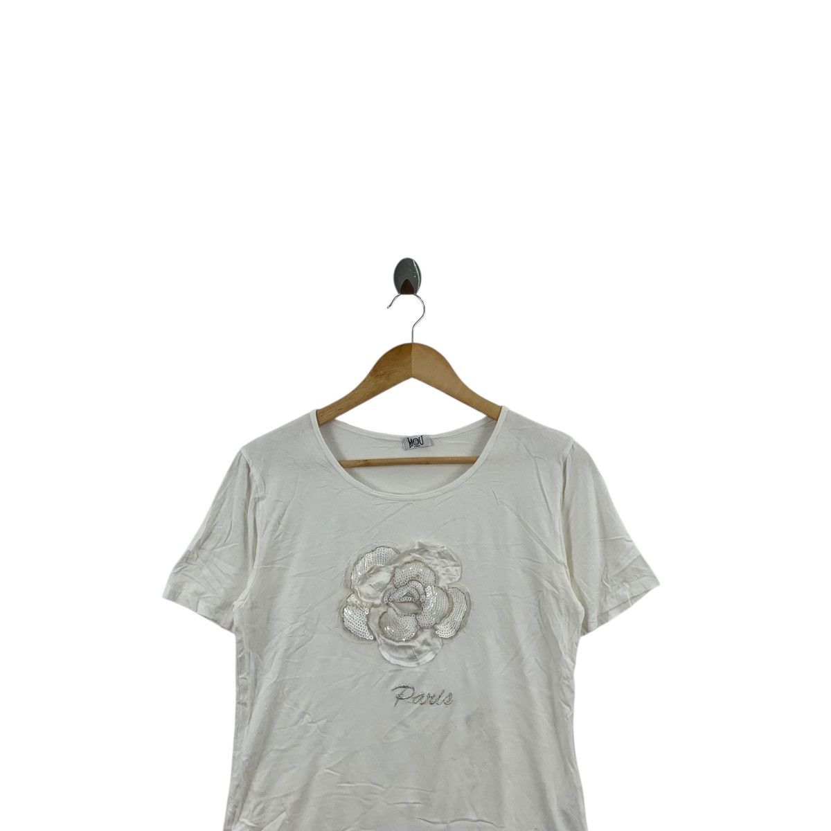Mou Vintage MOU ITALY FLORAL Sequinned Rhinestone Tee Shirt Top Size XS / US 0-2 / IT 36-38 - 2 Thumbnail