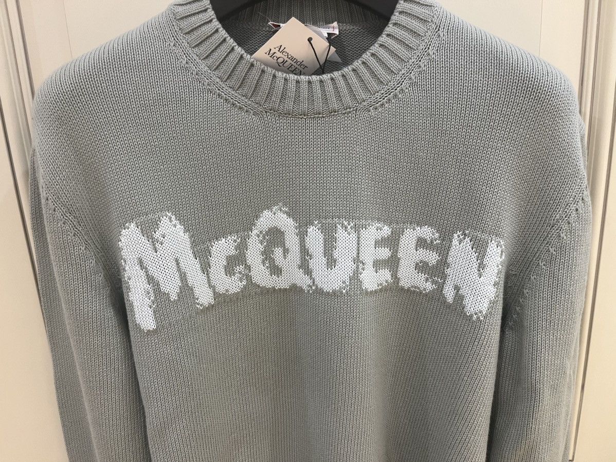 Alexander McQueen logo intarsia knit cotton sweatershirt size48 Size US M / EU 48-50 / 2 - 5 Thumbnail