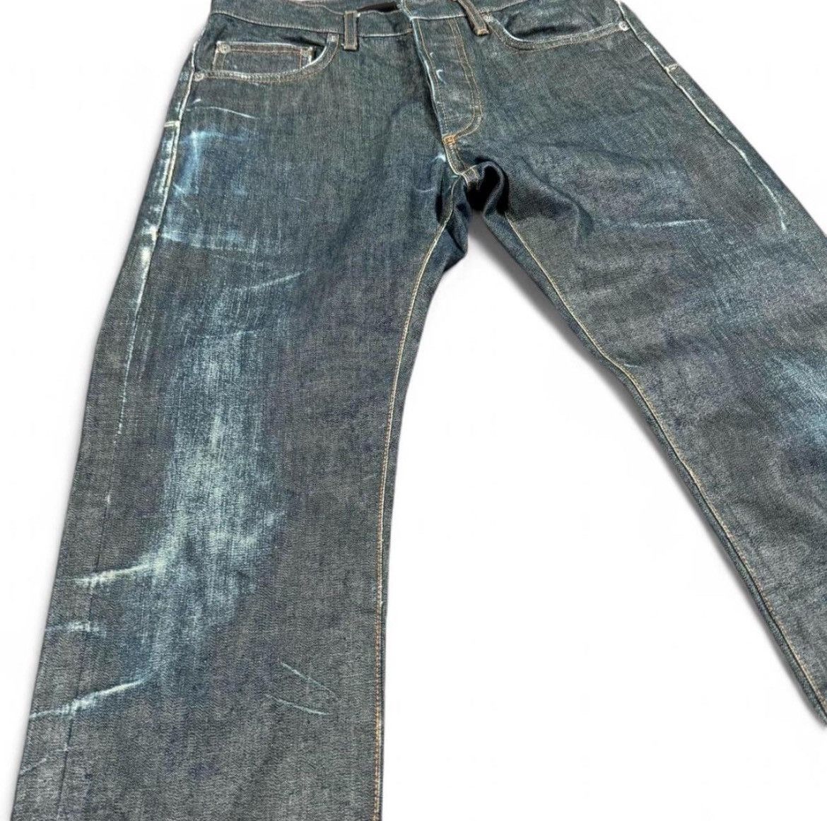 Dior AW07 "Navigate" Dior Homme Waxed Raw Indigo Denim Size US 28 / EU 44 - 3 Thumbnail