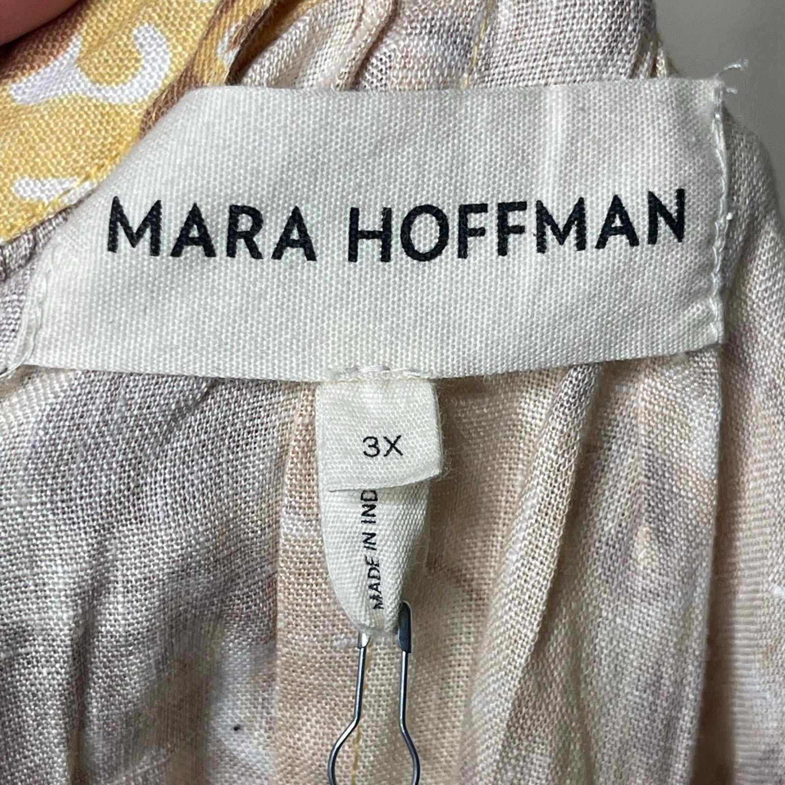 Mara Hoffman MARA HOFFMAN Lysa 100% Linen Belted Dress In Yellow Multi 3X Size 3XL / US 20-22 - 3 Thumbnail