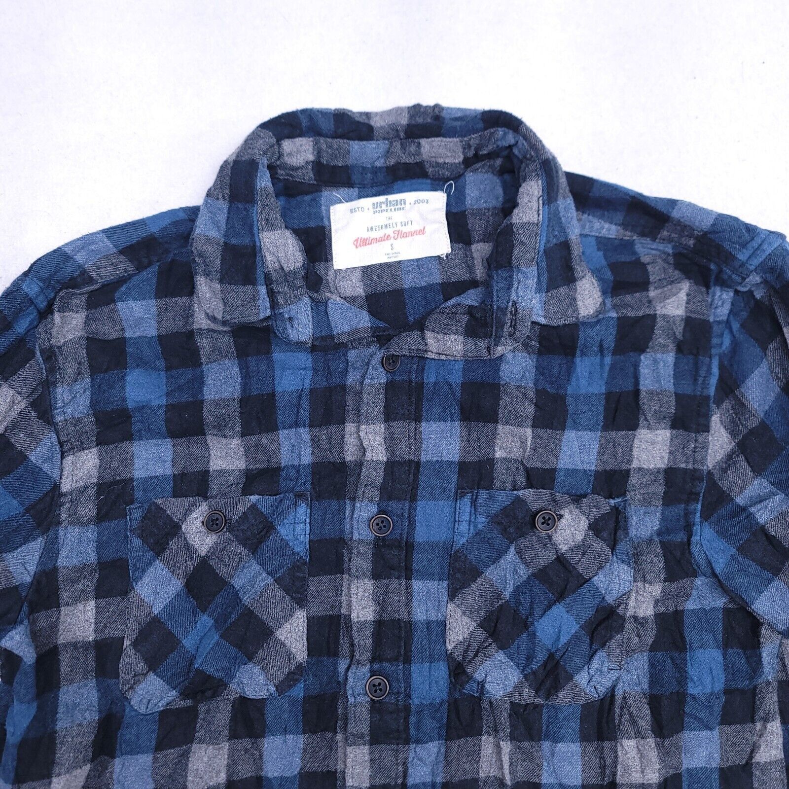 Urban Pipeline Urban Pipeline Gingham Flannel Shirt Mens Size Small S Blue Size US S / EU 44-46 / 1 - 1 Thumbnail