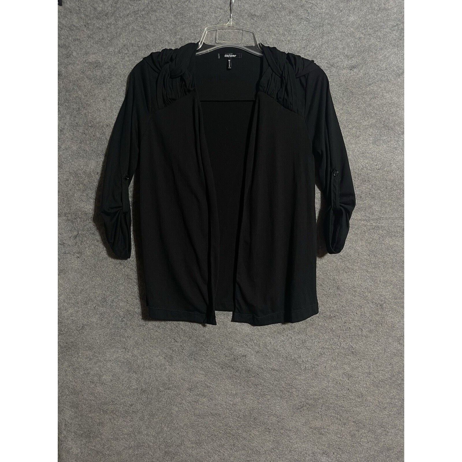 Other Black Cardigan M Roll Tab Sleeves Dark Academia Lagenlook Size M / US 6-8 / IT 42-44 - 1 Thumbnail